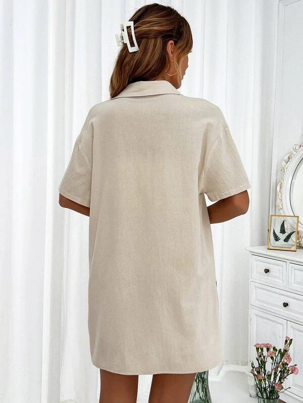 Women's Solid Color Short Sleeve Casual Shirt & Shorts Set - Loose & Stylish Two-Piece