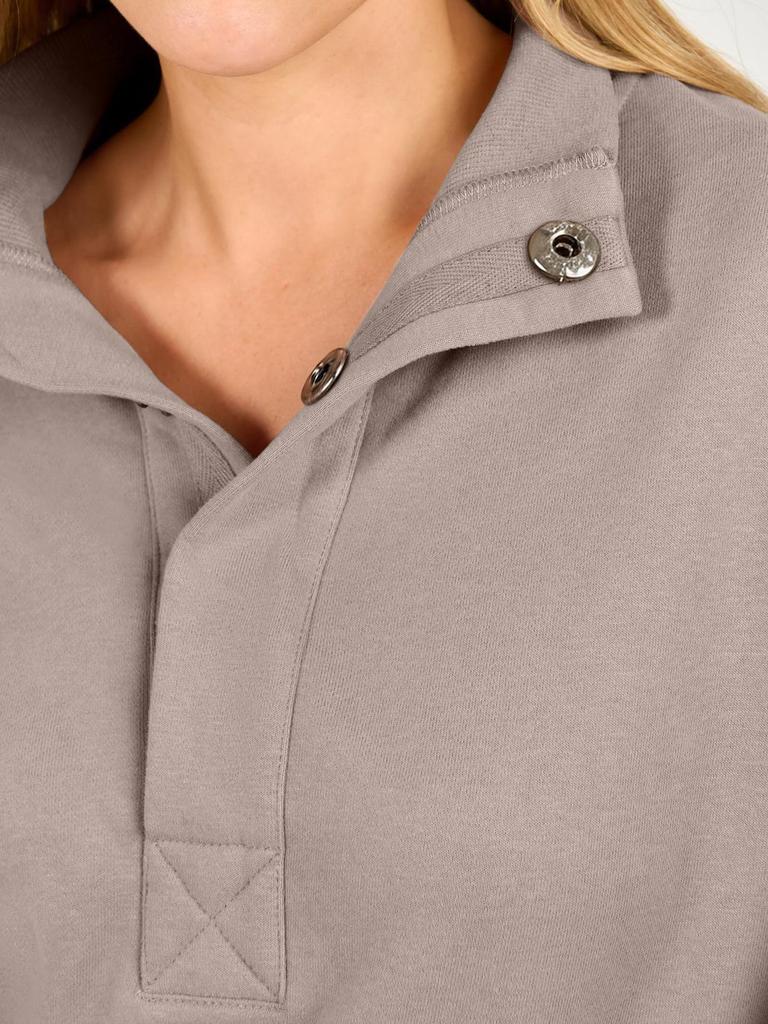 2026 Women's Loose Long-sleeved Hoodie with Half-open Collar and Buttons for Autumn and Winter - Comfortable and Casual European/American Style