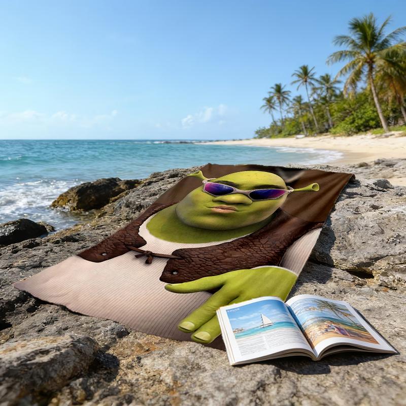Asciugamano da Spiaggia Ultra Morbido a Tema Shrek, Ideale per Piscina - Campeggio, Immersioni - Essenziale da Viaggio Perfetto, Asciugamano da Spiaggia Vivace.