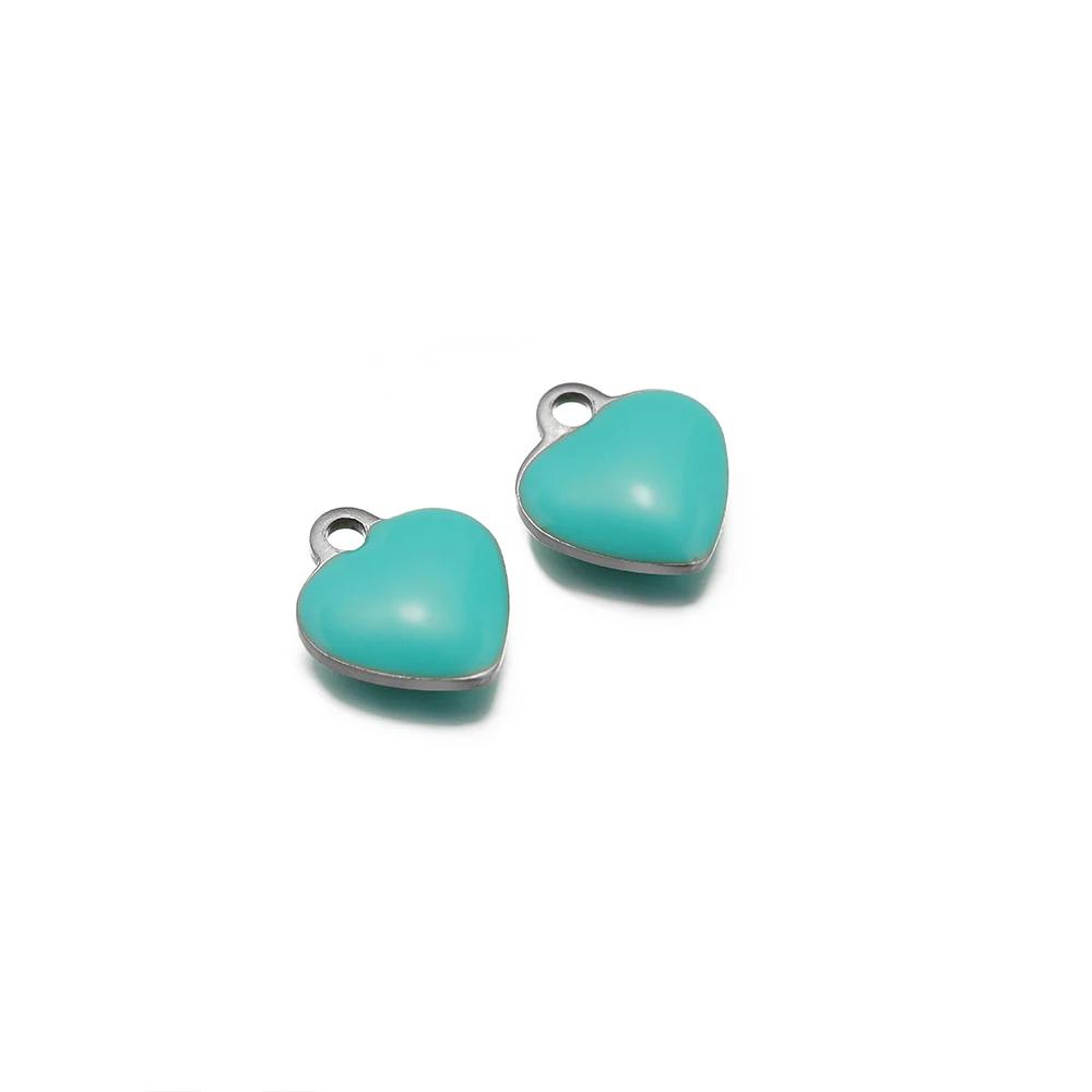 20pcs Stainless Steel Enamel Small 8mm Heart Charms Pendants for DIY Jewelry Necklace Findings Bracelet Supplies Earrings Making