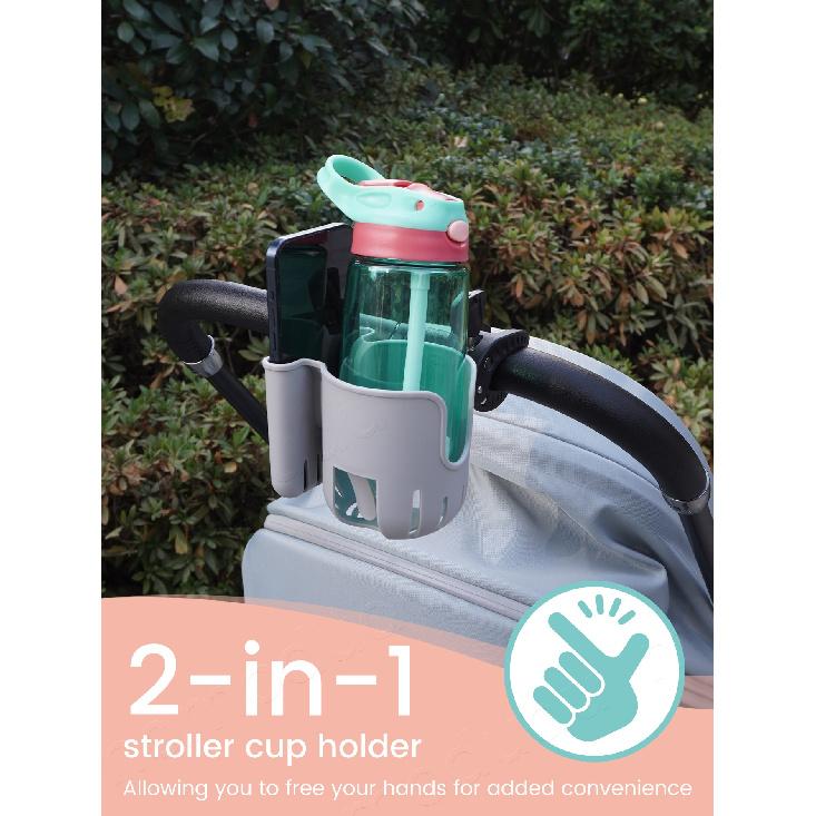 1PC 2-in-1 Universal Stroller Water Cup Holder With Phone Holder Universal Bottle Holder For Wheelchair Stroller Accessories Cup Holders 5