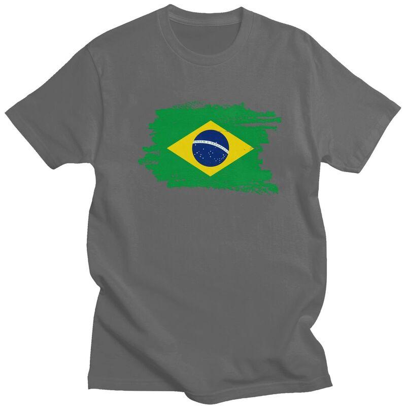 Custom Flag Of Brazil T Shirts Men ShortSleeve Brazilian Proud Tshirt Streetwear Tee Tops Pure Cotton Slim Fit Tshirt Merch