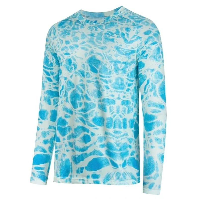 Spring and Autumn Round Neck 3D Printed Top Fishing Clothes Fashionable Casual Long Sleeved Men's T-shirts