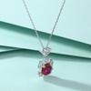 S925 Silver Ruby Pendant Natural Garnet Zircon Necklace Women's High-end European and American Style Sterling Silver Collarbone Chain