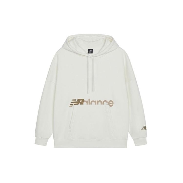 (WMNS) New Balance Logo Print Hoodie Asia Sizing  White Brown  Women s AWT13348-SST XL