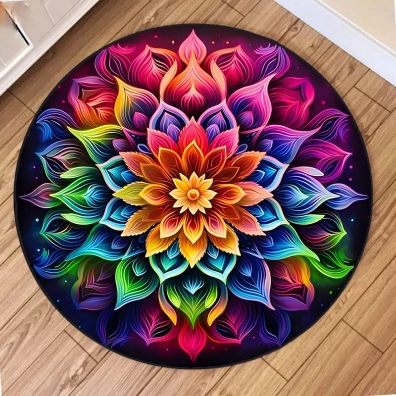 Bohemia Mandala Round Carpet Living Room Geometric Ethnic Flowers Circle Rug Bedroom Anti-slip Vintage Floor Mat Home Decor