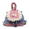 Sweet Lace Backpack Bag Women'S Fashion Trendy Denim Contrasting Color Plaid Schoolbag