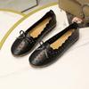 Comfortable Soft Sole Flat Single Shoes Breathable Hollow Bow Design Women's Casual Work Shoes Artificial Soft Leather Shallow Mouth Slip-on