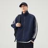 An Yang 2024 Men's Striped Stand Collar Jacket - Trendy Zipper Cardigan Hoodie