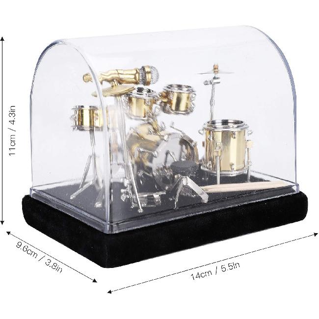 Tissting Mini Drum Model, Miniature Musical Instrument Drum Set Simulate Musical Instrument Ornament for Home Room Decor Collection Gifts Tabletop