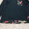 Used Karakuri Tamashii Dragon Japanese Pattern Long Sleeve T-shirt L Black Peony Floral Embroidery Japanese Style Long Tee