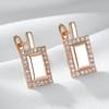 Fashion Glossy Dangle Earrings For Women  Rose Gold Color Simple Square Natural Zircon Accessories Daily Fine Jewelry