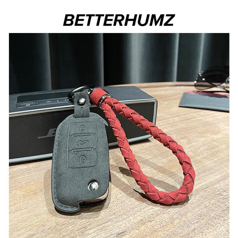 For Volkswagen VW Polo Tiguan Golf Jetta Beetle Eos Scirocco Up Transporter Sharan Made of Alcantara Wrap Car Key Case Cover