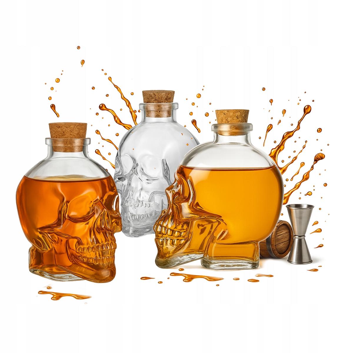 Totenkopf Karaffe 400ml Glasflasche Für Alkohol Whiskey Geschenk Dekoration