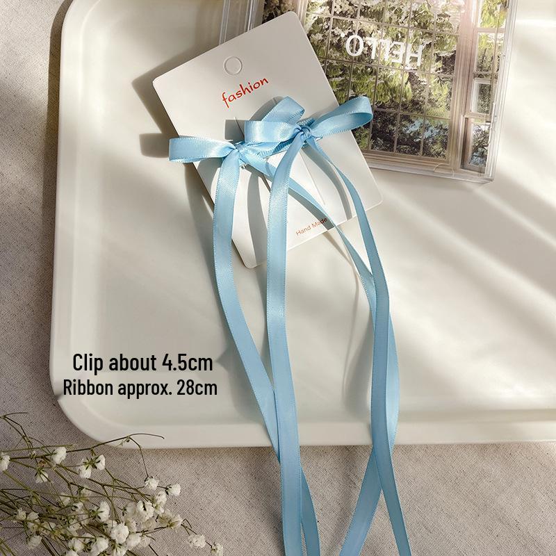 Korean Ballet Style Ribbon Bow Hair Clip with Tassels - Large Double Layer Duckbill Clip Headwear for Girls.