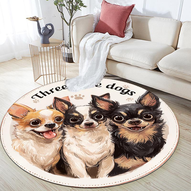 

Cartoon Dog Round Area Rug,Carpet Rug for Living Room Bedroom Sofa Playroom Decor,Non-slip Floor Mat 80cmx80cm