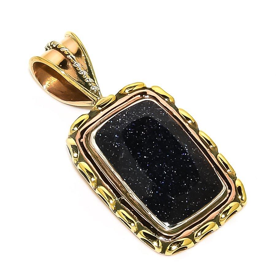 

Натуральный голубой солнечный камень двухцветный 925 пробы стерлинговое серебро подарок кулон 1,50 Z7k19