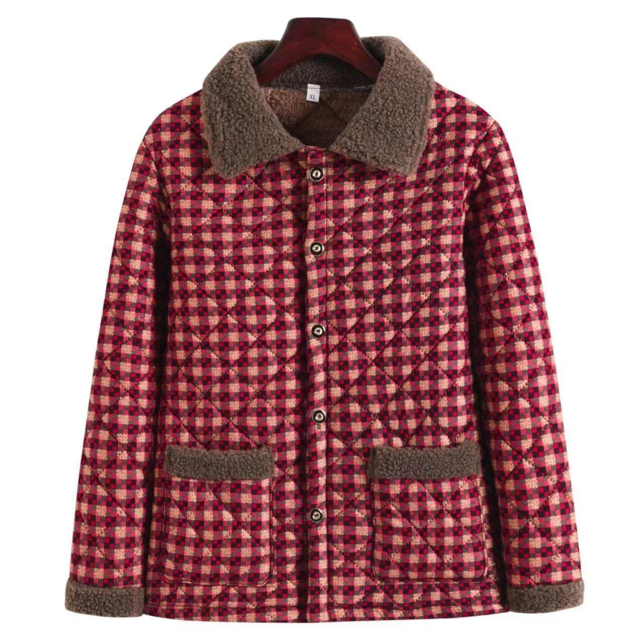 

Мамина бархатная утолщенная новая хлопковая куртка зимнее пальто из хлопка с лацканами большого размера пальто для среднего и пожилого возраста хлопковое пальто XL