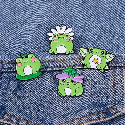 1pc Cartoon Creative Silly and Cute Little Frog Brooch Jewelry Creative Green Leaf Frog Shape Drip Oil Badge