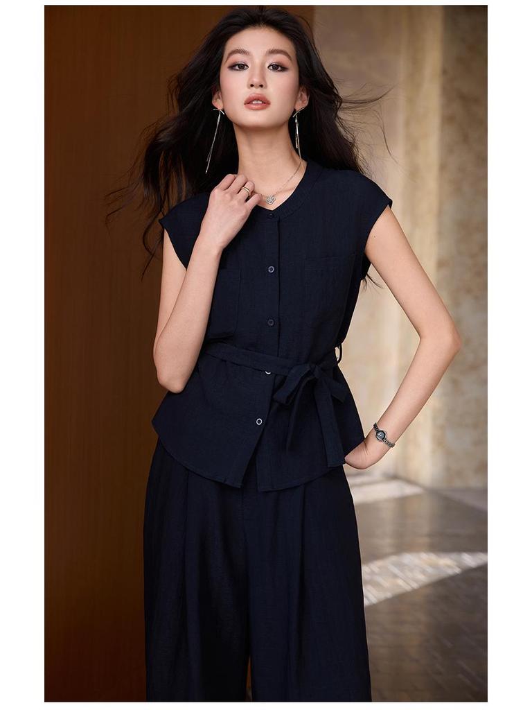 Women's High-End Linen Vest Suit: 2026 Cross-Border Casual Waistcoat Set