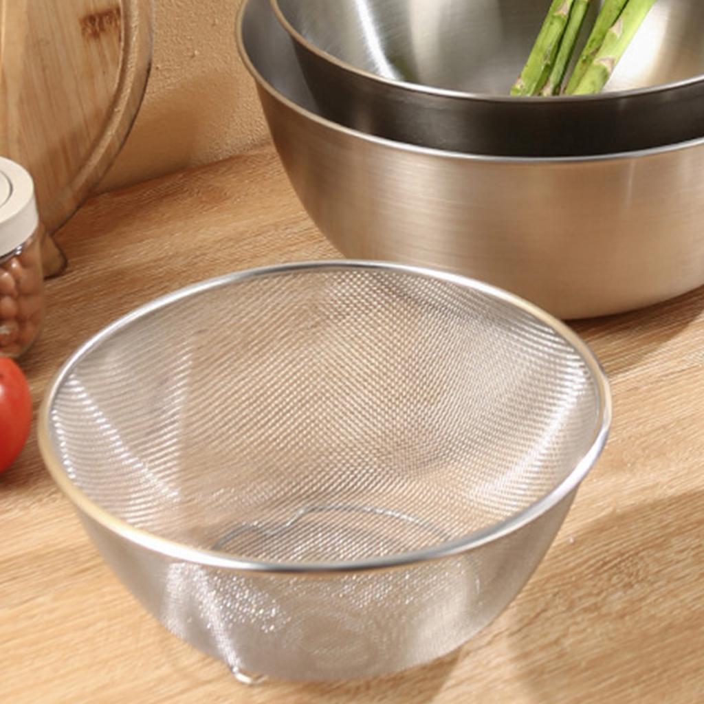 Kitchen Colander Multifunctional Stainless Steel Rice Washing Bowl Food Strainer with Foot for Fruit Vegetable 28 X 12cm / 11 X 4.7in