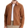 AIOPESON Mens Brown Suede Turn Down Collar Jacket Casual Business Faux Leather Trucker Jackets Coat for Men