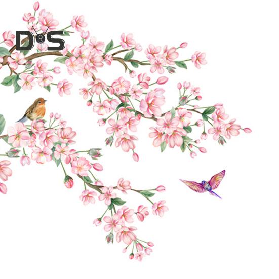 Flower Branch Bird Toilet Sticker Removable Self-adhesive Waterproof PVC Living Room Wall Art Floral Bathroom Toilet Lid Decoration Decal