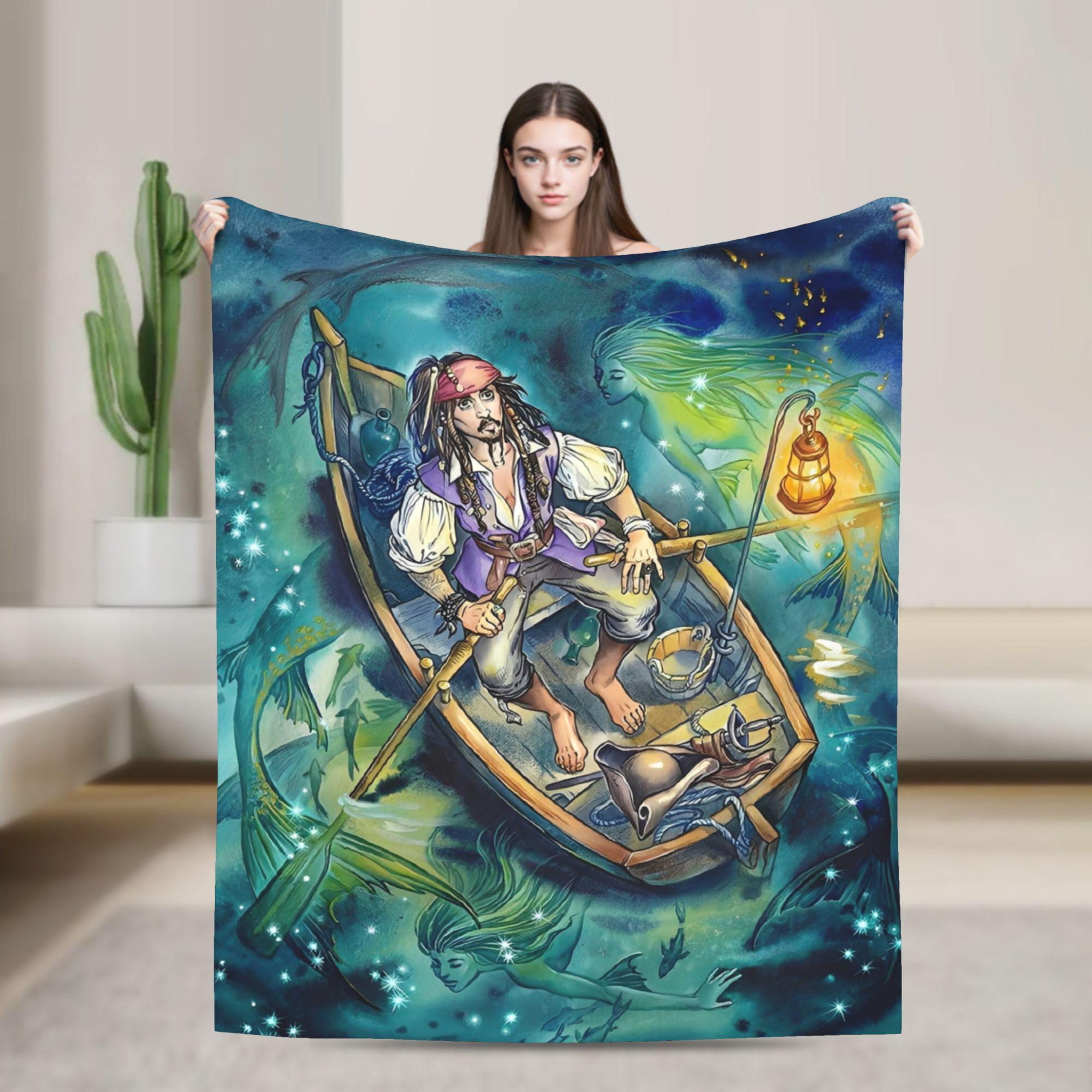 

Pirates of the Caribbean Skull and Swords Blankets Movie Wool Awesome Breathable Throw Blankets for Home Decoration Couch 30x40in