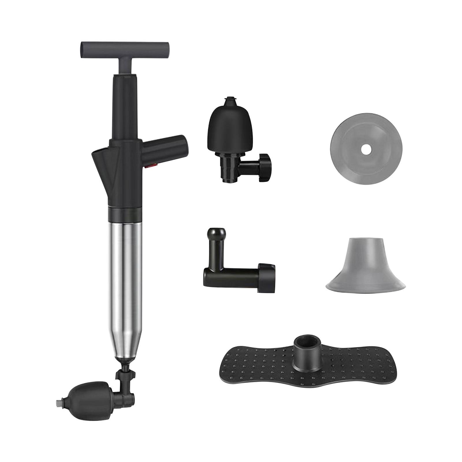 

Плунжер для унитаза, Спрей высокого давления с манометром реального времени, Инструмент для устранения засора, Газовый вантуз из нержавеющей стали, Пробка для унитаза в ванной комнате One Size чёрный