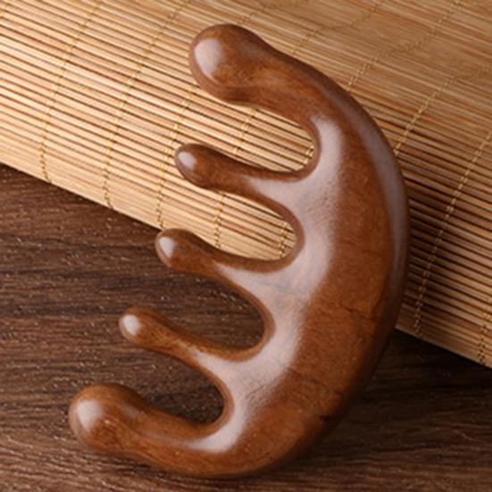Sandalwood Scalp Massage Comb Multi-functional Meridian Comb Wooden Wide Tooth Face Head Body Massager Guasha Scrubber Tool