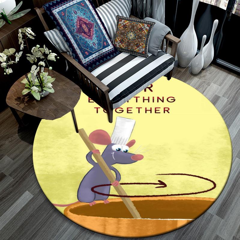 Ratatouille pattern round rug,Carpet Rug for Living Room Bedroom Playroom ,Non-slip Floor Mat,Holiday Gifts and Birthday Gifts.