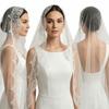 2M Long Bridal Headscarf Lace Edge Muslin Head Covering Elegant Wedding Veil  Cathedral Wedding