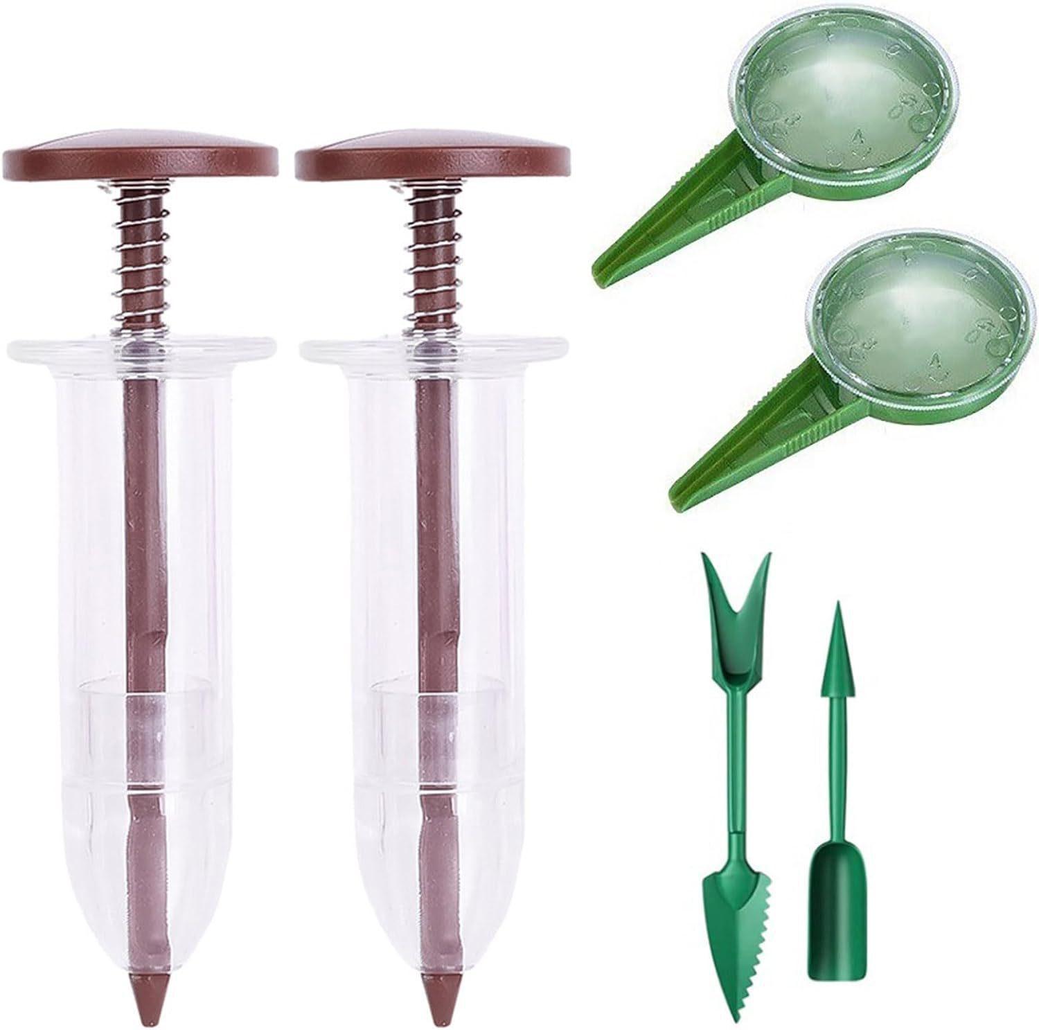 

6Pcs Mini Sowing Seed Dispenser Plastic Manual Syringe Seeder Handhold Seedlings Dibber And Widger Set Home Garden Seeding Tools кофейный