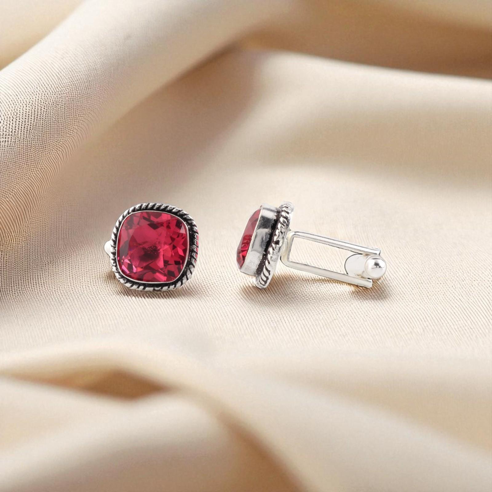 

Pink Tourmaline Gemstone 925 Sterling Silver Jewelry Handcrafted Cufflinks0.61 CL-7-6
