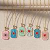 Colorful Enamel Heart Tarot Card Pendant with Gold-Plated Sun Clavicle Chain