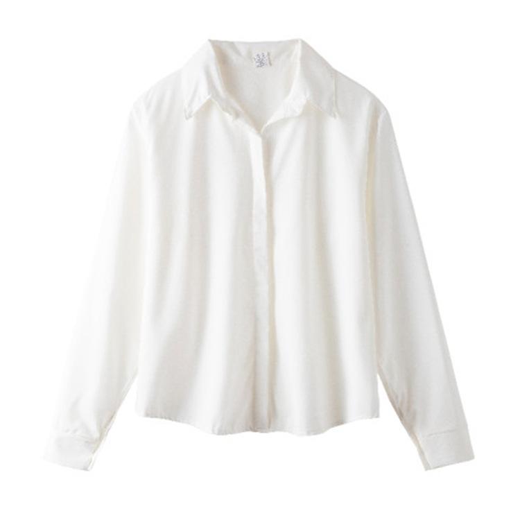 Solid Color Shirt Women's Long Sleeved Top Minimalist Temperament Chiffon Shirt Korean Version
