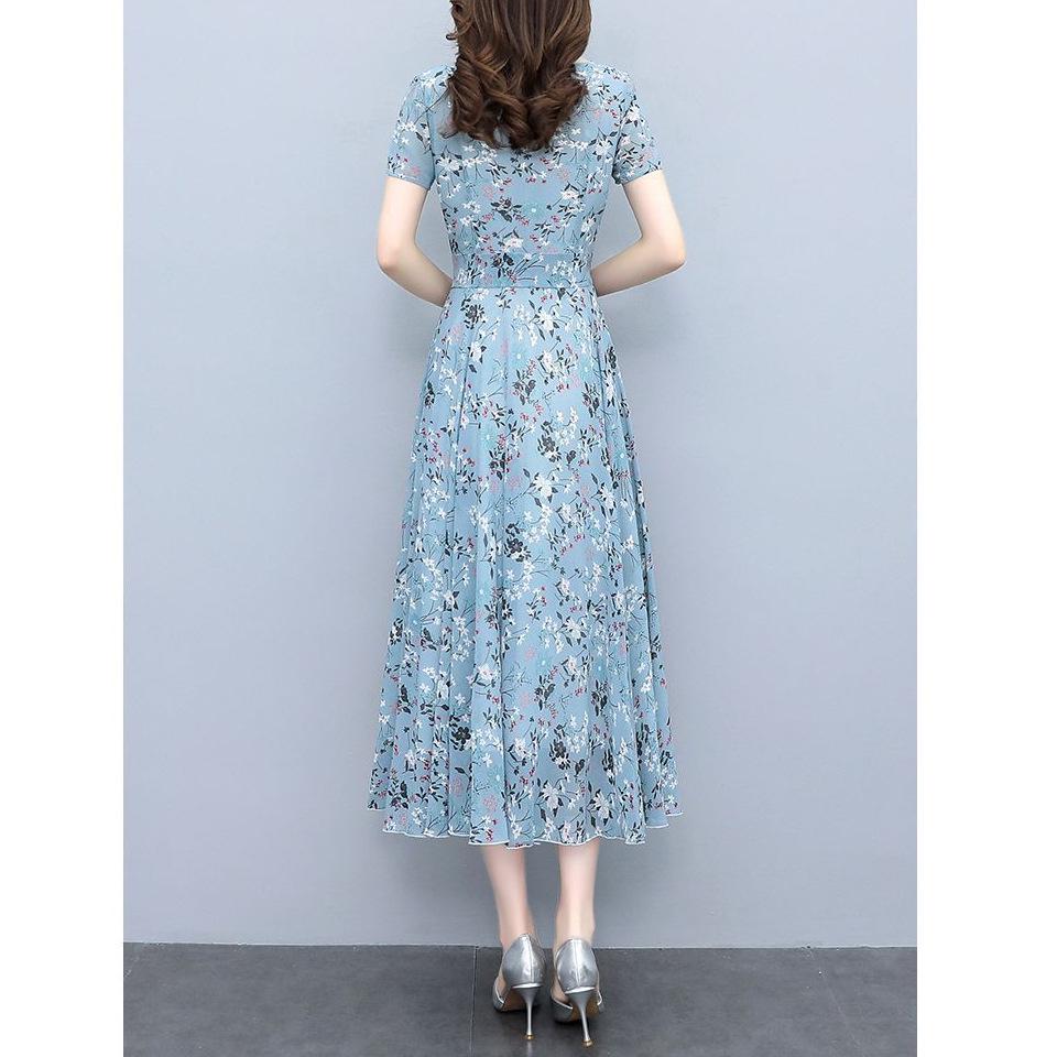 Elegant Floral Slimming Plus Size Summer Dress