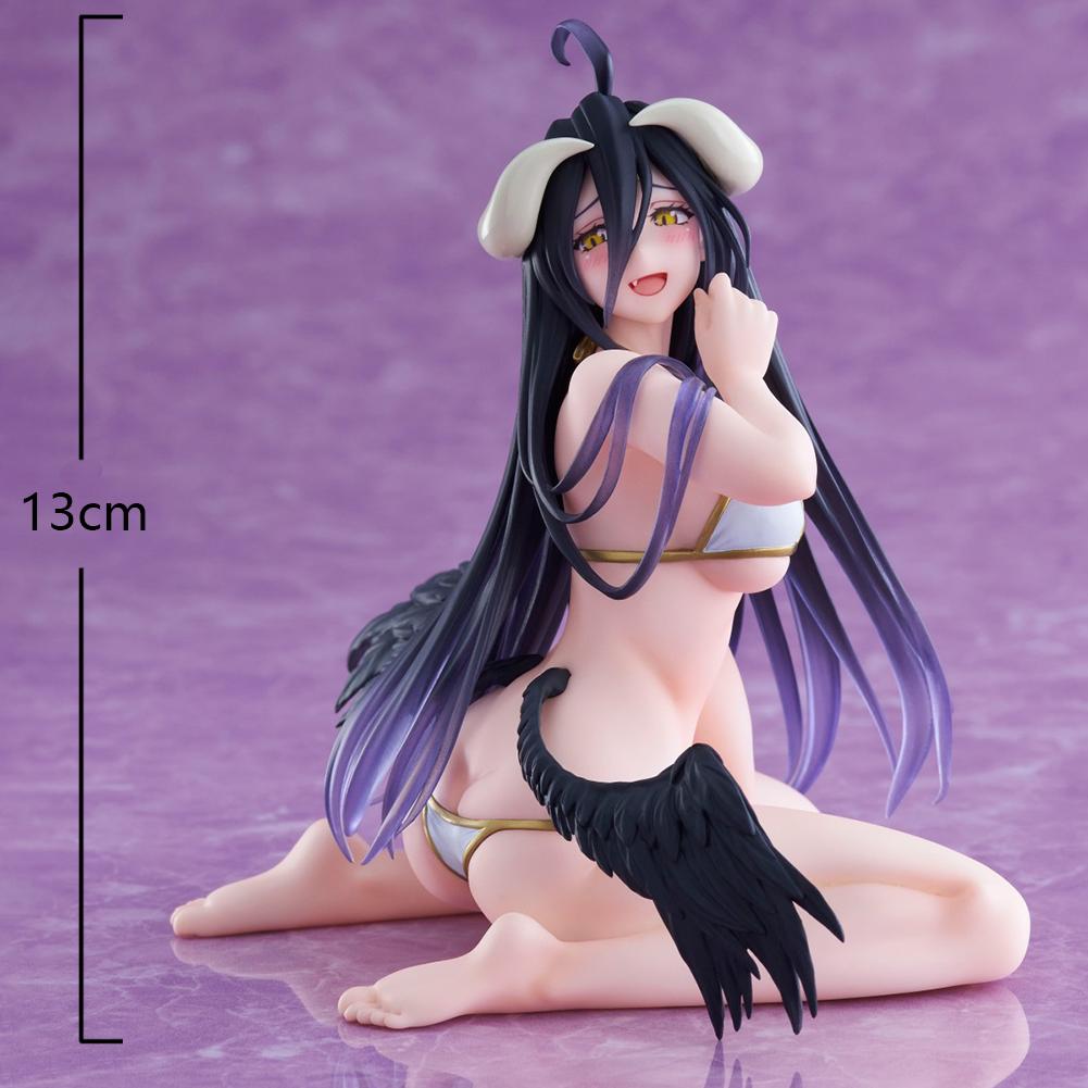 13cm Albedo Anime Figure Swimsuit Kneeling Posture Albedo Action Figure PVC Beauty Model Toy Doll Adult Collection Christma Gift