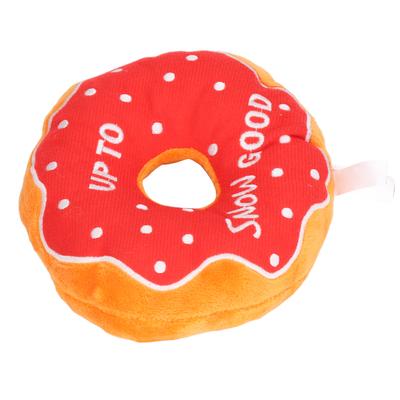 Pet Donut Toy Plush Bite Resistant Teeth Grinding Christmas Pattern Dog Squeaky Toy for Puppy Cat