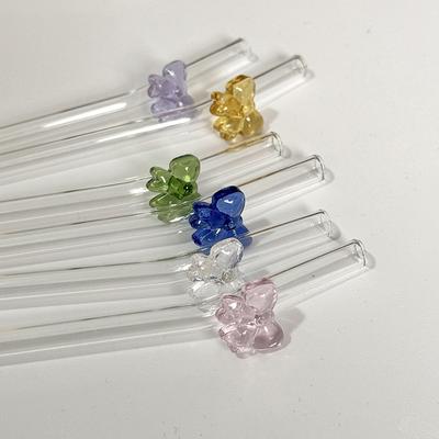 1 Stück 8 mm Glasstrohhalm, wiederverwendbare Trinkhalme, süßer Schmetterling, hitzebeständiger Strohhalm für Festivalpartys, Hochzeiten, Cocktailbars und Strände