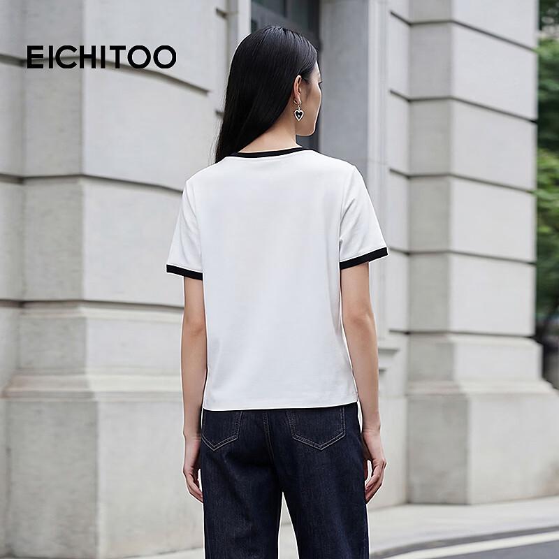 EICHITOO Women's 2026 Summer Colorblock Round Neck T-Shirt
