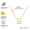 Shiny Round Ring Zircon Necklace for Women,18K Gold Plated Stainless Steel Rolo Chain Necklaces,Trendy Jewelry Gifts