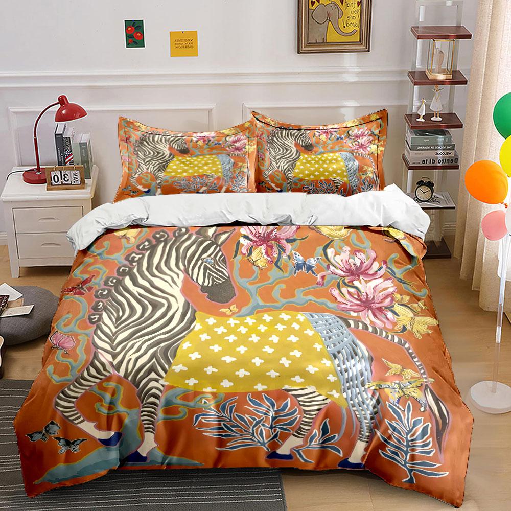 Zebra-Themed Decorative Art Set kid's and adults' bedroom decor, Exquisite three-piece bedding set gift