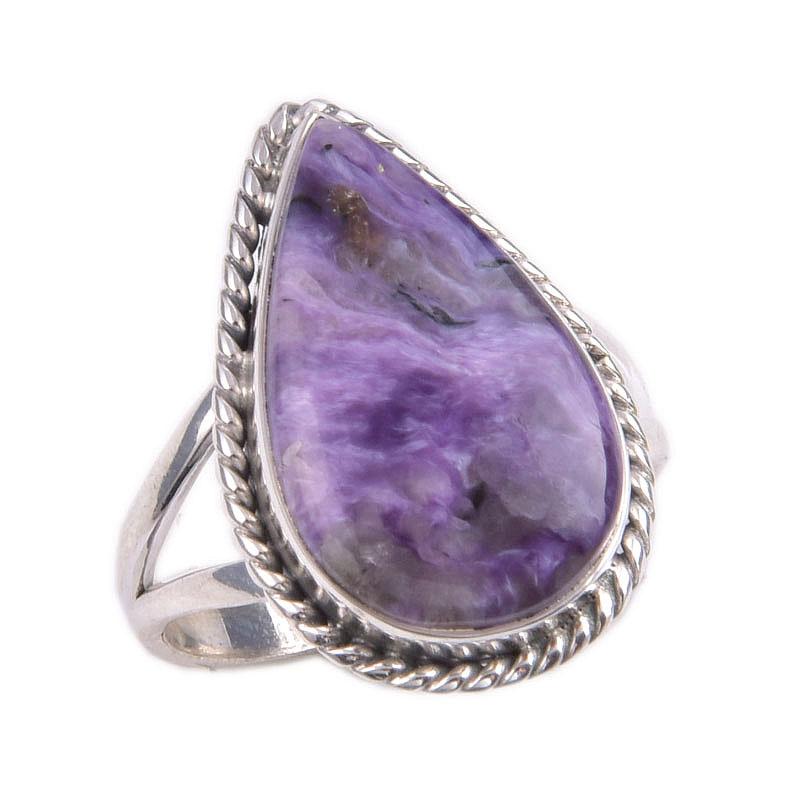 Natural Charoite Gemstone Handmade 925 Solid Sterling Silver Gift Ring S.7 O2h50