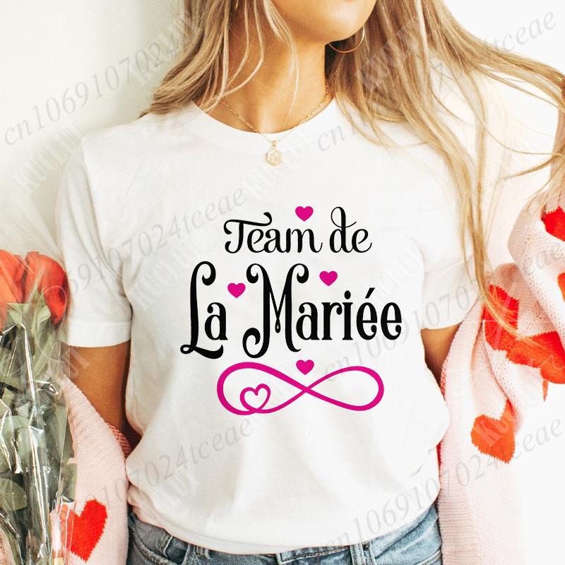 Team Bride Tshirt Women Bachelorette Hen Bridal Wedding Party T-Shirts Tees Evjf Future Clothing French Single Farewell Tops