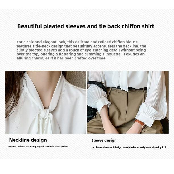 Fashionable and elegant chiffon shirt, spring and autumn 2026 new long-sleeved top for women