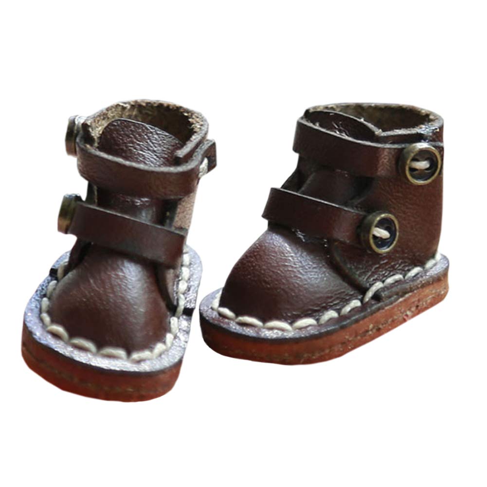 rakulifey Obitsu 11 Shoes, Boots for OB11 Dolls, Cute, 5 Colors (Dark Brown)