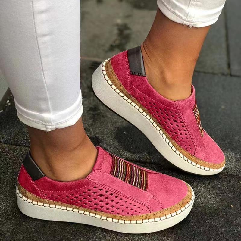 Large Size Women's Shoes Flat Bottom Color Matching Loafers Women's Platform Casual Shoes Sports Style One Pedal Single Shoes Women