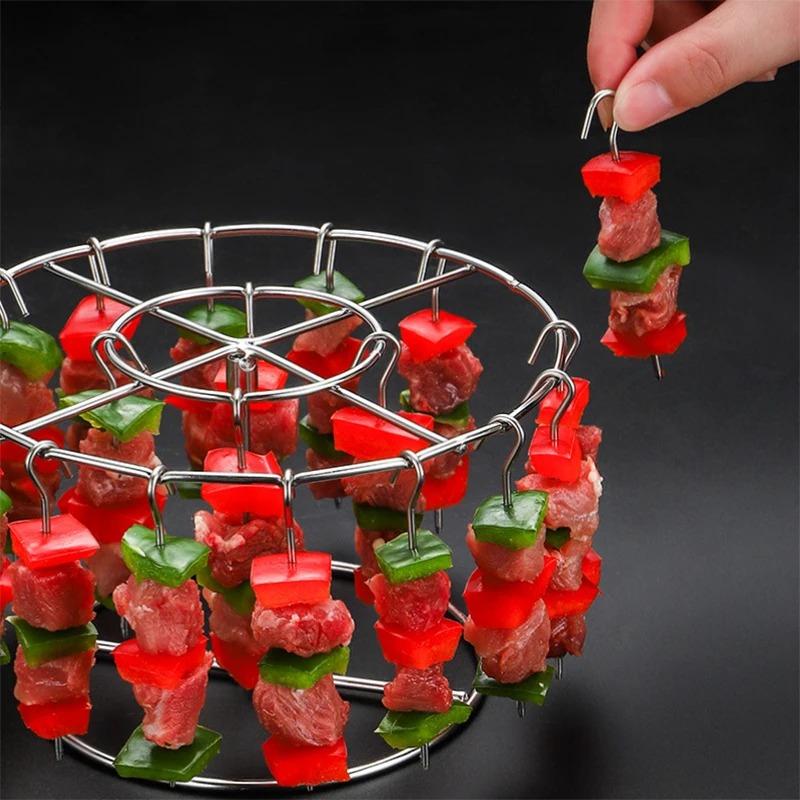 Air Fryer Stainless Steel Vertical Grill Rack Detachable String Grill Vertical Barbecue Skewer Bracket