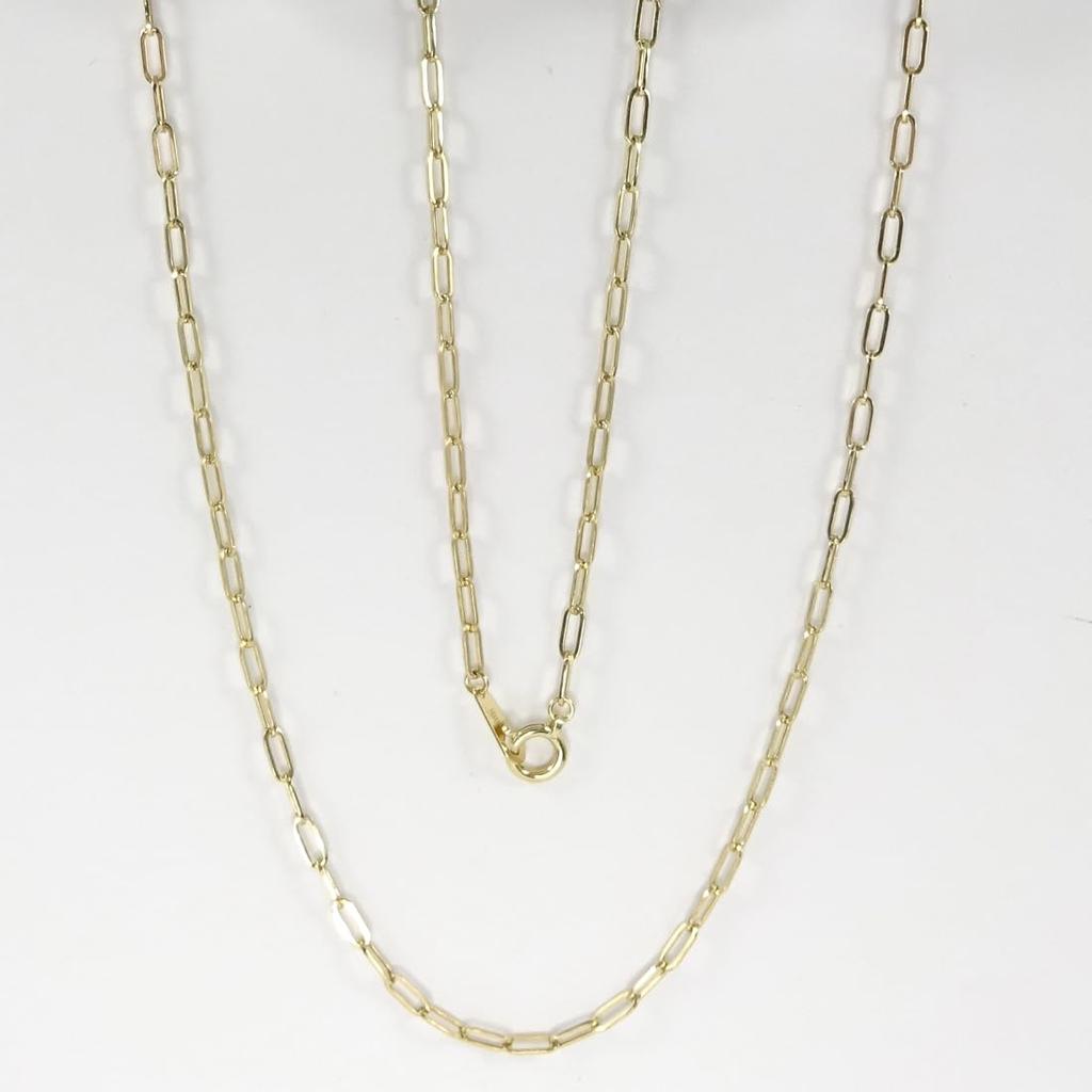 And My Jewelry 18K Gold Hollow Paperclip Chain Unisex [Your Box] (Stamped K18) Necklace, 45cm, (Approx. 2.0mm Wide, 1.57g)